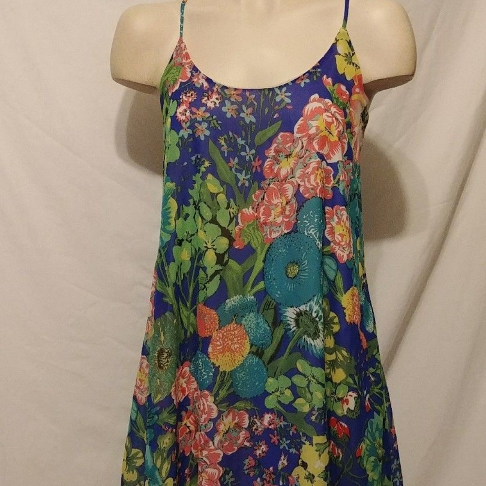 Lily Rain spaghetti strap dress Green Pink Blues